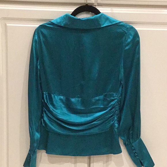 Kay Unger Teal Silk Top - Picture 5 of 8